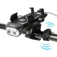 4 In 1 Bicycle Front Light USB Phone Holder Bike Horn MTB Flashlight Waterproof Headlight Cycling Power Bank BMX Bike Accessorie