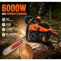 6000W 2-Takt 20 Zoll Benzinbetriebene Kettensäge, 68CC Hochleistungs-Holzfällersäge, Anti-Vibrations-Benzin-Kettensäge für Landwirtschaft, Garten & Baumfällung