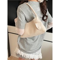 2025 Autumn/Winter New Knitted Pattern Handbag Retro Water Bucket Underarm Bag Women'S Single Shoulder Bun Mother-Child Package