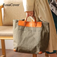Genuine Leather Tote Casual Handbag Large-capacity Bag Women's Summer Fashion Shoulder Bag Simple Versatile Canvas Tote Bag