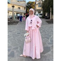 Solid Women Skirt Set Lapel Single Breasted Pocket Long Sleeve Female Shirt And Long Skirt Summer Vacation Lady Outfit 2026