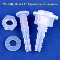M5~M16 Thread With Hex Nut Gasket PP Pagoda Direct Connectors Aquarium Fish Tank Half Through Board Straight Through Joint
