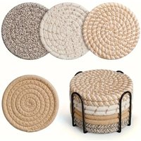 8 Sets: Fashionable Knitted Table Heat-Resistant Pot Bottom Light Dark Series Spiral Pattern Home Decoration Gift