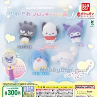 Bandai Japanese Version Sanrio Characters Gashapon Flocked Doll Series 2 Kuromi Cinnamoroll Pochacco Heart Handheld Cheer Stick