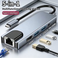 Type-C To 5/8Ports Docking Station HDMI 4K/RJ45 100M PD Splitter USB 3.0 5Gbps High Speed USB C HUB Adapter For Laptop Macbook