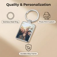 Custom Photo Keychain Laser Engraving Stainless Steel Ring Alloy Frame Personalized Gift for Birthday Anniversary Christm