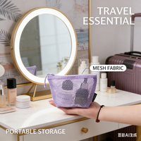 Breathable Mesh Cosmetic Bag Zipper Travel Toiletry Case Minimalist Organizer Nylon Mesh Portable Wash Pouch For Makeup Tools