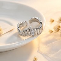 925 Sterling Silver Rings For Women Simple Minimalist Strip Zircon Open Finger Ring Fashion Band Female Bijoux Birthday Gift
