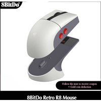 8BitDo Retro R8 Mouse with Charging Dock Wireless Gaming Mice with Micro Switches, Programmable Buttons, 4K Polling Rate
