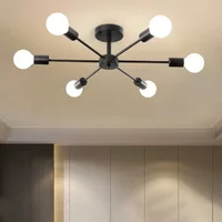 Modern chandelier restaurant black chandelier living room suspended ceiling light iron E27 chandelier home decoration