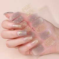 14Tips DIY Baking-Free Nail Stickers Sparkling Star Moon Self-Adhesive Nail Strips Patch Slider Full Cover Nail Decoration Decal