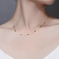 925 Sterling Silver Cross-border Fashion Minimalist Fine Chain Emerald Zircon Necklace for Women luxury sweetheart Jewelry Gifts