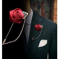 1pcs Men's Suit Rose Flower Brooches Pins Canvas Fabric Ribbon Tie Brooch for Women and Men Clothing Dress Accessories 2023