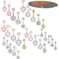 5pcs Cute Pink Belly Button Ring 14G Navel Piercing Bulk Sexy Belly Ring Set Belly bar Lot Pircing Ombligo Jewelry Heart Silver