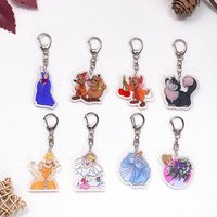 1/10Pcs Disney Cinderella Princess Car Keychain Accessories Acrylic Cute Charms Pendant For Bag Key Holder Backpack Decoration