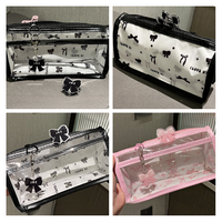 Cartoon Translucent Multi-layer Vertical Large-Capacity Stationery Storage Bag School Supplies Pencil Case Make-up Bag