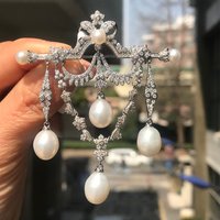 Natural Fresh Water Pearl Brooch Vintage Style For Women Fine Jewelry 925 Sterling Silver With Cubin Zircon Free Shipping