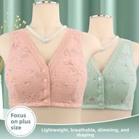 Women's Soft Comfortable Ultra-thin Breathable Front Button Oversized Bra with Fashionable Printing No Steel Ring Vest Style Bra