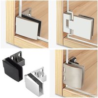 1 Pair Zinc Alloy Self-Closing Glass Door Hinge No Drilling Frameless Clamp Wine Cabinet Glass Door Display Hinge Furniture Hing