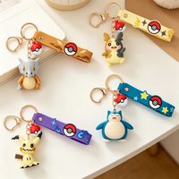 New Pokemon Anime Figures Snorlax Mimikyu Cubone Keychain Car Key School Bag Charm Ornament Desktop Decor Figurine Present