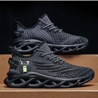 Men Sports Running Black Jogging Shoes Casual Sneakers Outdoor Breathable Mesh Women Light Shock-absorption Black Tennis