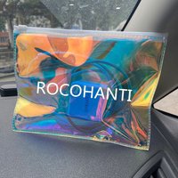 Custom LOGO Hologram Zipper PVC Bags Iridescent Laser Plastic Holographic Thick Zip Pouch Ziplock Packaging Bag for Swimwear