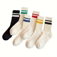 Striped Crew Socks, Casual Cotton Sport Socks for Men Women, Retro Style