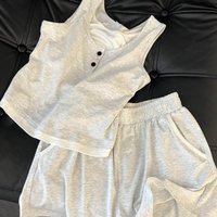 Simple Solid Color Casual Sleeveless Pajamas for Women, New Spring and Summer Spaghetti Strap Shorts Homewear Set, Summer Outfit