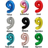 9 Balloon Number 9 Balloons Nine Blue Figure Green Globe 9th Birthday Big Digit Large Red Rose Golden Black Colorful 32 inch