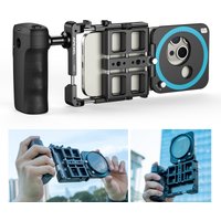 APEXEL Universal Metal Phone Rig Video Kit Handheld Smartphone Vlog Cage with Rechargeable Shutter Phone Stabilizer for Phones