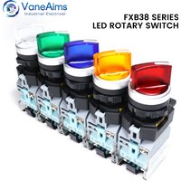 VaneAims 22MM FXB38 Plastic LED Light Knob Rotary Switch Momentary Latching 2/3 Position 10A ON/OFF Power Switch illuminated