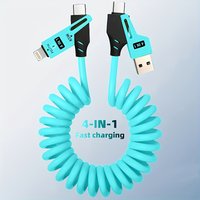 4-In-1 Spring Data Cable, 65W Fast Charging, Lightning And USB-C Ports,for iphone 15/16/17 Pro MAX Fast Charging for Samsung