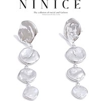 NiNice 2025 Stainless Steel Round Long Hanging Drop Dangle Earrings for All Occasions 18K Golden Plated Daily Jewelry Gift