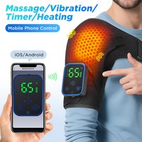 Graphene Electric Heating Shoulder Massager with APP Control 7 Heat Setting 3 Vibration Mode Washable Neoprene Shoulder Wrap Wireless Heating Pad for Neck Shoulder Pain Relief USB Rechargeable 5000mAh