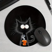 Cute cat pattern design round mouse pad Creative Landscape Small Mouse Pad Non-Slip Stitched Edge Dormitory office mousepads