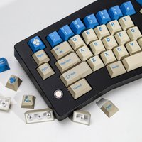 KBDiy GMK Keycaps Retro GMK Blue Alert Cherry Profile PBT ISO Keycap For 75% 60 Magnetic Switches Gaming Mechanical Keyboard KIT