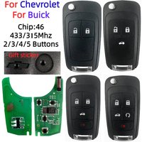 Remote Car Key For Chevrolet Cruze Spark Malibu Aveo Sail Trax For Buick Encore 315/433Mhz 46 Chip Sticker 2 3 4 5 Button Blade