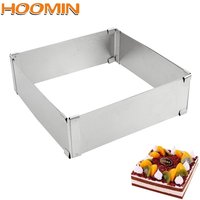 HOOMIN ustensiles de cuisson anneau de Mousse réglable outil de cuisson de Dessert en acier inoxydable bricolage moule de décoration de gâteau moule de gâteau carré