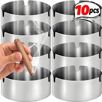 10/1Pcs Stainless Steel Ashtray Portable Cigarette Ash Storage Tray for Home Restaurant Hotel Bar Tabletop Ashtray Easy-to-Clean