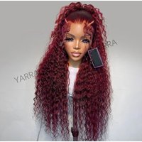 99J Dark Red Ready Go Wig Burgundy Kinky Curly Human Hair Wigs 13X4 13X6 Lace Frontal Wigs Brazilian Deep Wave 6X4 Closure Wigs