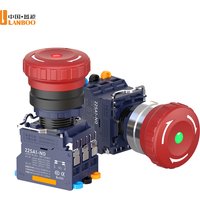 LANBOO LB22SA1M2 plastic latching emergency stop switch. Available in 9-24V and 220V. 25A high current.