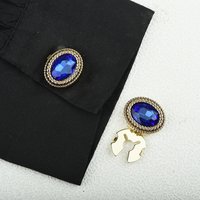 ICEYY 2PCS Court Style Vintage Oval Rhinestone Metal Men Women Button Covers Set Cufflinks Button Pins Clothing Accessories