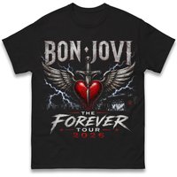 Bon Jovi 2026 Forever Tour Merch T-shirt Men Women Summer Cotton Clothes Oversized Short Sleeved Top Streetwear Unisex Y2k Cheap