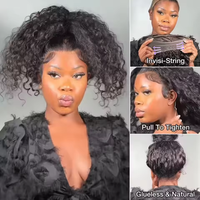 360 Lace Wig Invisible Drawstring Water Human Hair wigs Water Wave 220% density Water Curly Wigs Hidden Strap