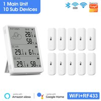 Tuya WiFi Weather Station Digital Thermometer Room Hygrometer RF433 Indoor Outdoor Humidity Temperature Sensors Table Wall Clock image 3