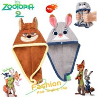 Zootopia Plush Quick-Dry Hair Cap Cute Fashion Cartoon Soft Absorbent Towel Hat for Shampooing, Birthday Gift for Friends