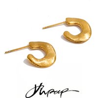Yhpup Stainless Steel Metal C-Shape Huggie Earrings for All Occasions Distinctive Minimalist Versatile Casual Jewelry