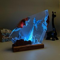 Ice Dragon Assault Castle Organism Resin Table Light Creactive Art Decoration Lamp Flying Dragon Theme Night Light USB Charge