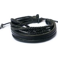 Leisure Fashion Hand-woven Leather Bracelet Multilayer Lace Up Hand Woven Bracelet Wrist Strap Men