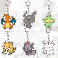 Kawaii Umbreon Acrylic Keychain Charizard Grookey Minccino Exquisite Kawaii Student Accessories Keyring Anime Cartoon Girl Gift